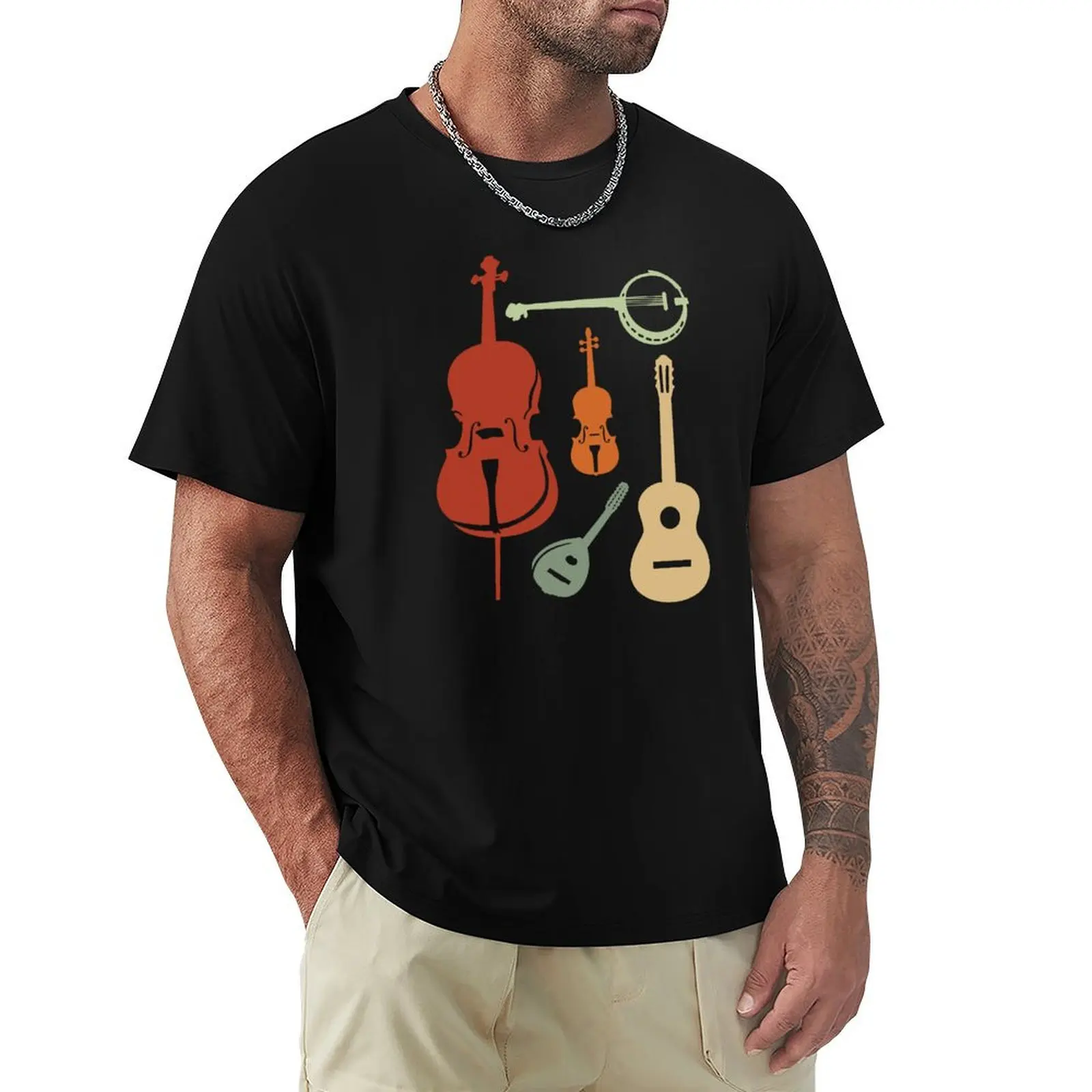 Bluegrass Instruments for Folk Bluegrass Country Music Fans T-Shirt man graphic t shirt T-Shirt