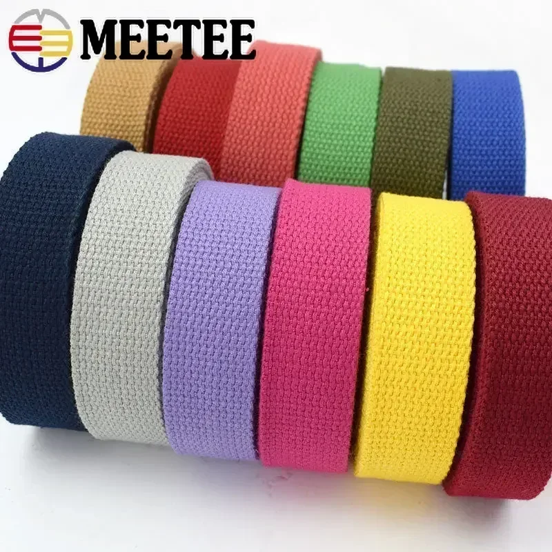 4Meters 1.3mm Thick Cotton Webbing Tapes 20-50MM Backpacks Strap Band Garment Ribbons Belt DIY Sewing Decoration Accessories