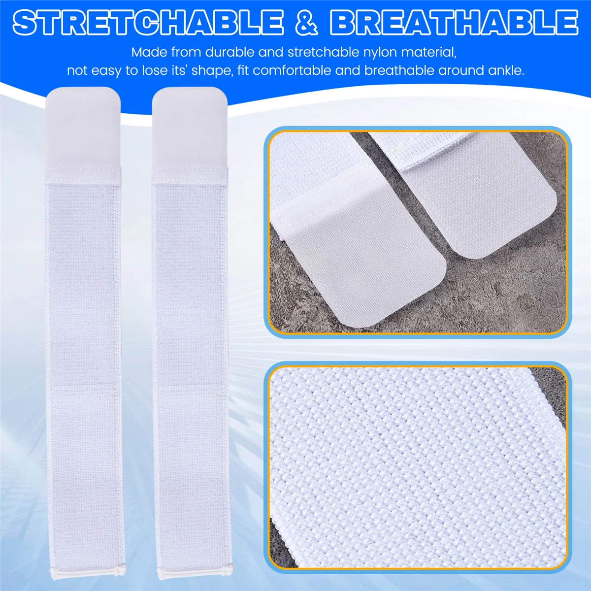 AA38M 1 Pair Soccer Shin Guard Stay Fixed Bandage Tape Shin Pads Prevent Drop Off Adjustable Elastic Sports Bandage,White