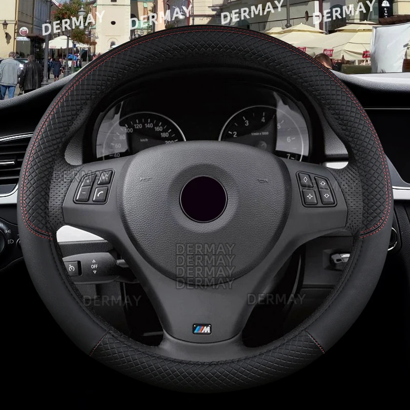 Large size Pu Leather Car Steering Wheel Cover plus wheel hubs for different cars 36 38 40 42 45 47 50cm for trunk bus