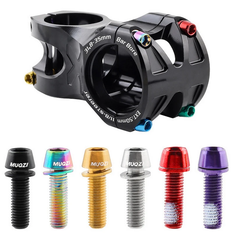 New 6Pcs Mountain Bike Handle Screws M5x17mm Bike Stem Bolts For Road Bicycle Handlebar ﻿Titanium Plated Colored Screws