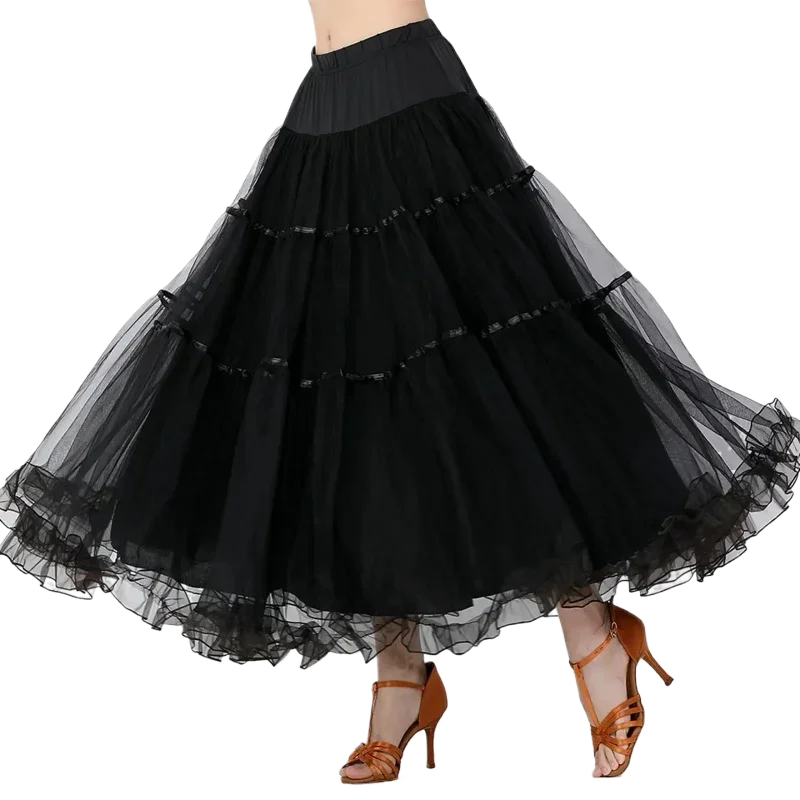 Vrouwen Ballroom Dansvoorstelling Kostuum Wals Flamenco Grote Schommel Rok Elastische Tailleband Volwassen Buikdans Jurk Dragen