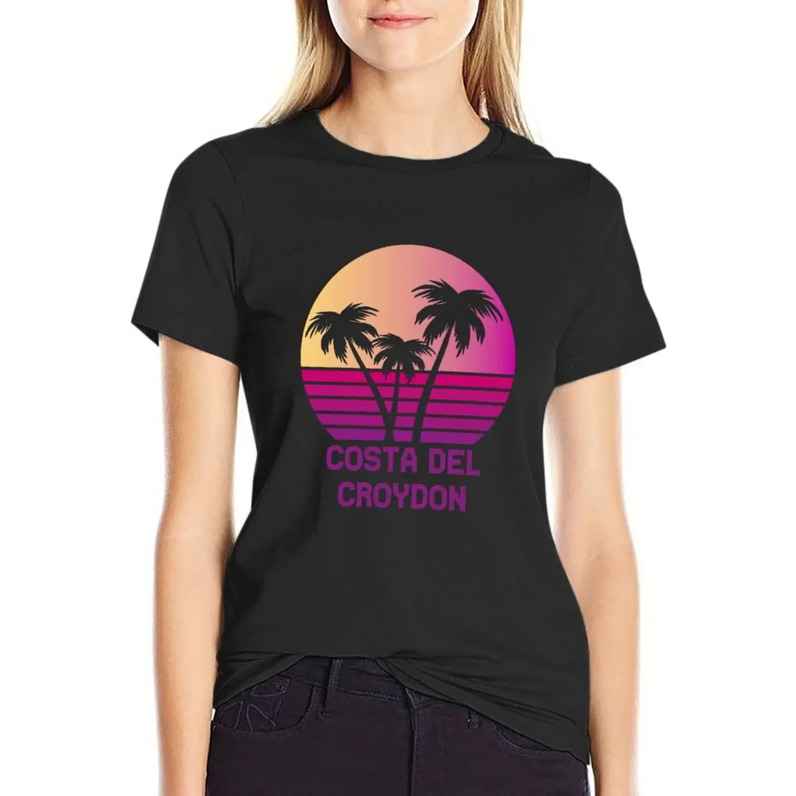 

COSTA DEL CROYDON Funny South London Design T-Shirt hippie clothes plus sizes blacks tops Womens graphic t shirts
