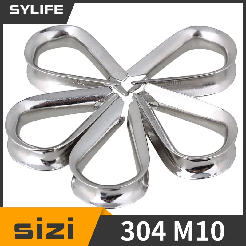 5pcs M10 Silver Wire Rope Thimbles - European Style Rigging Hardware for Marine/Industrial Use