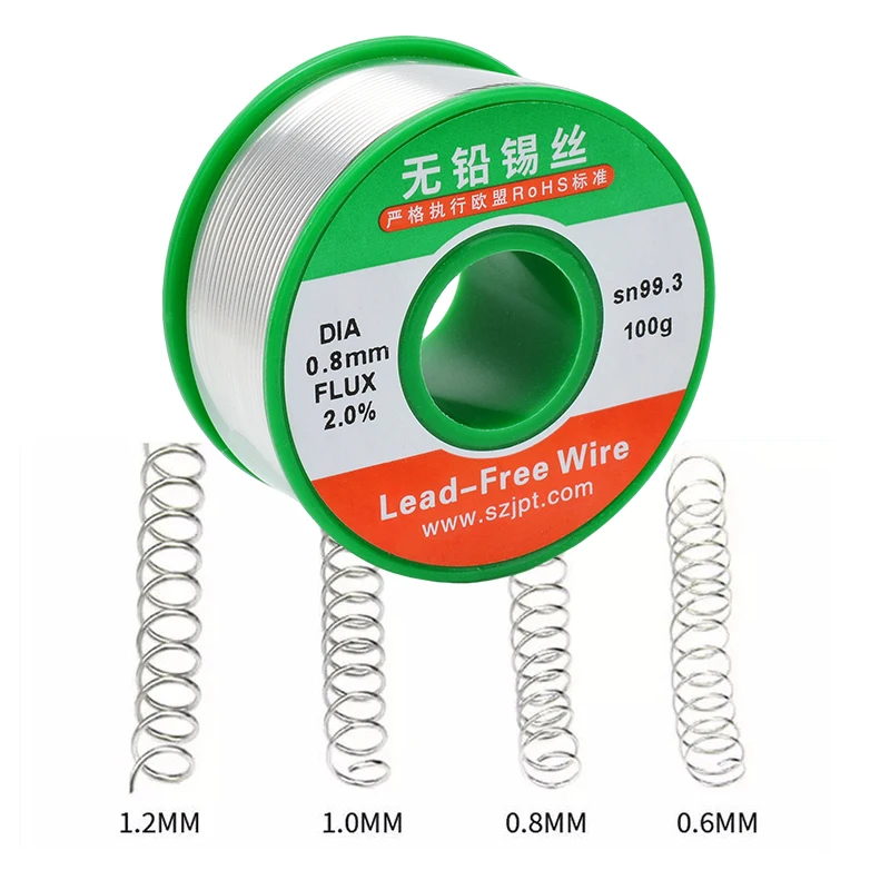 Lead-Free Solder Wire 0.6-2.0mm 100g High Purity Environmentally Friendly Tin Wire for  RepairPCB Soldering Low Melting Tin99.3%