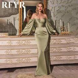 RFYR Sage Green Prom Dresses Off the Shoulder Evening Dresses Full Sleeves Sweetheart Party Dresses Stain Mermaid فساتين الحفلات