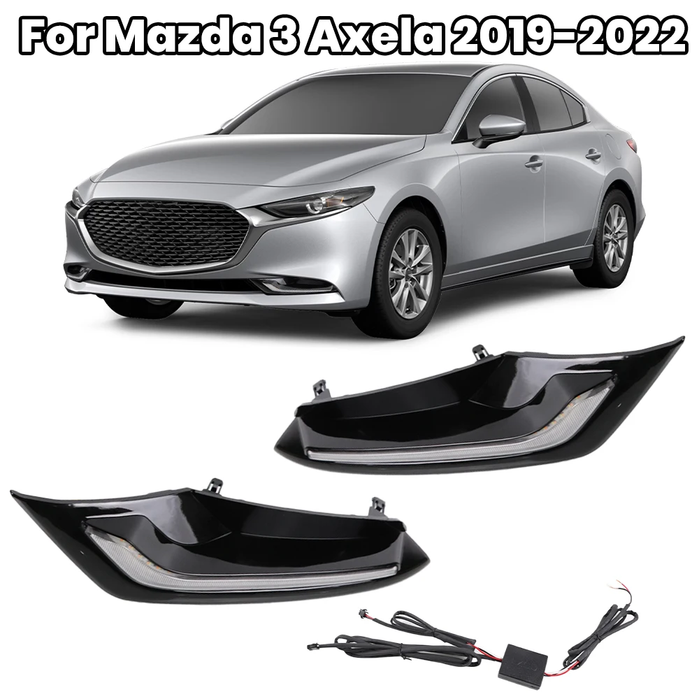 

LED DRL for Mazda 3 Sedan 2019 2020 2021 2022 Front Driving Fog Lights Daytime Running Lights with yellowTurn Signal Lights