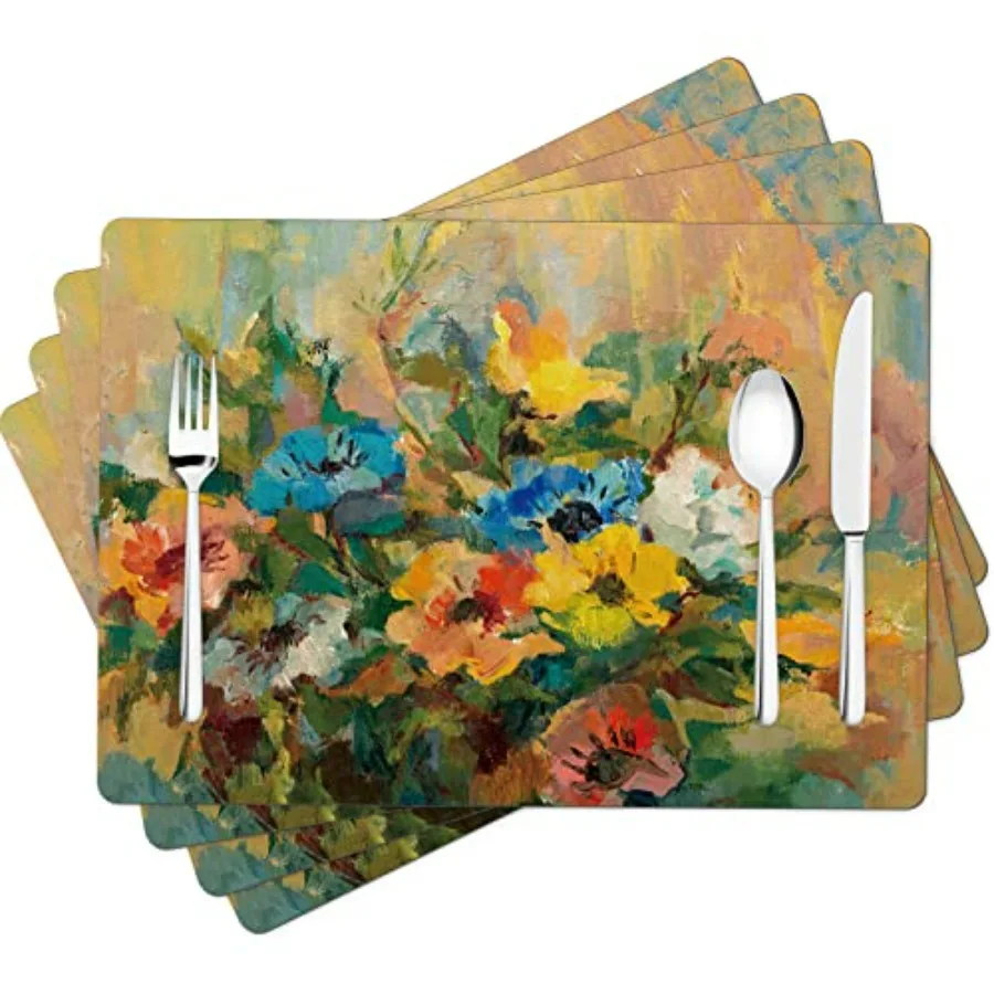 

Набор из 6 подставок под тарелки из искусственной кожи с цветочным узором для праздничного банкета, декора кухонного и обеденного стола, термостойкие, моющиеся, нескользящие, водонепроницаемые
