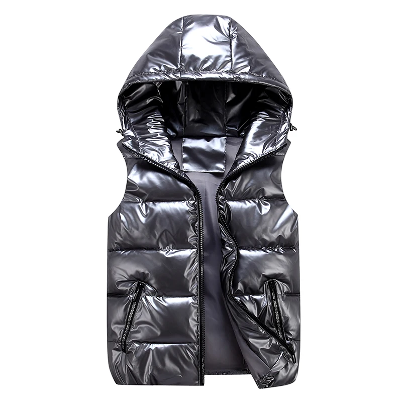 Colete com capuz das mulheres sem mangas jaqueta puffer senhoras à prova dwaterproof água algodão acolchoado colete feminino moda rua topo chaleco mujer