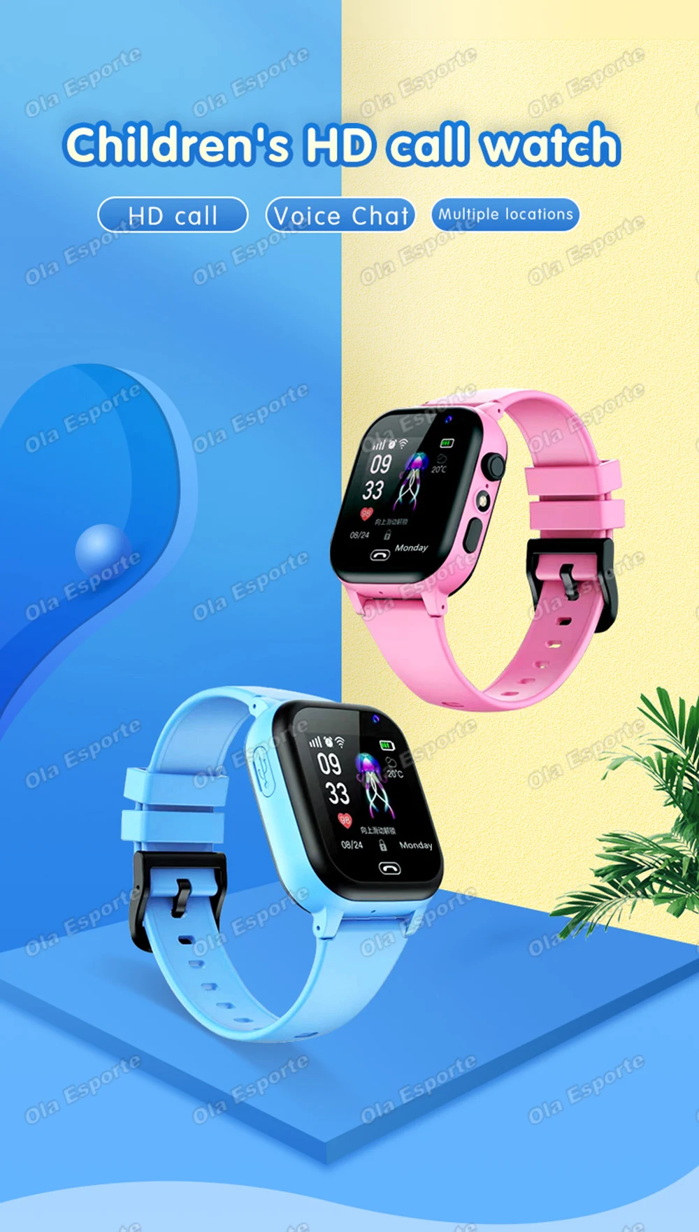 Children's Smartwatch Boy and Girl HD Call LED Flashlight SOS LBS Location Waterproof GPS Alarm Clock Step Count Smart Watch H10