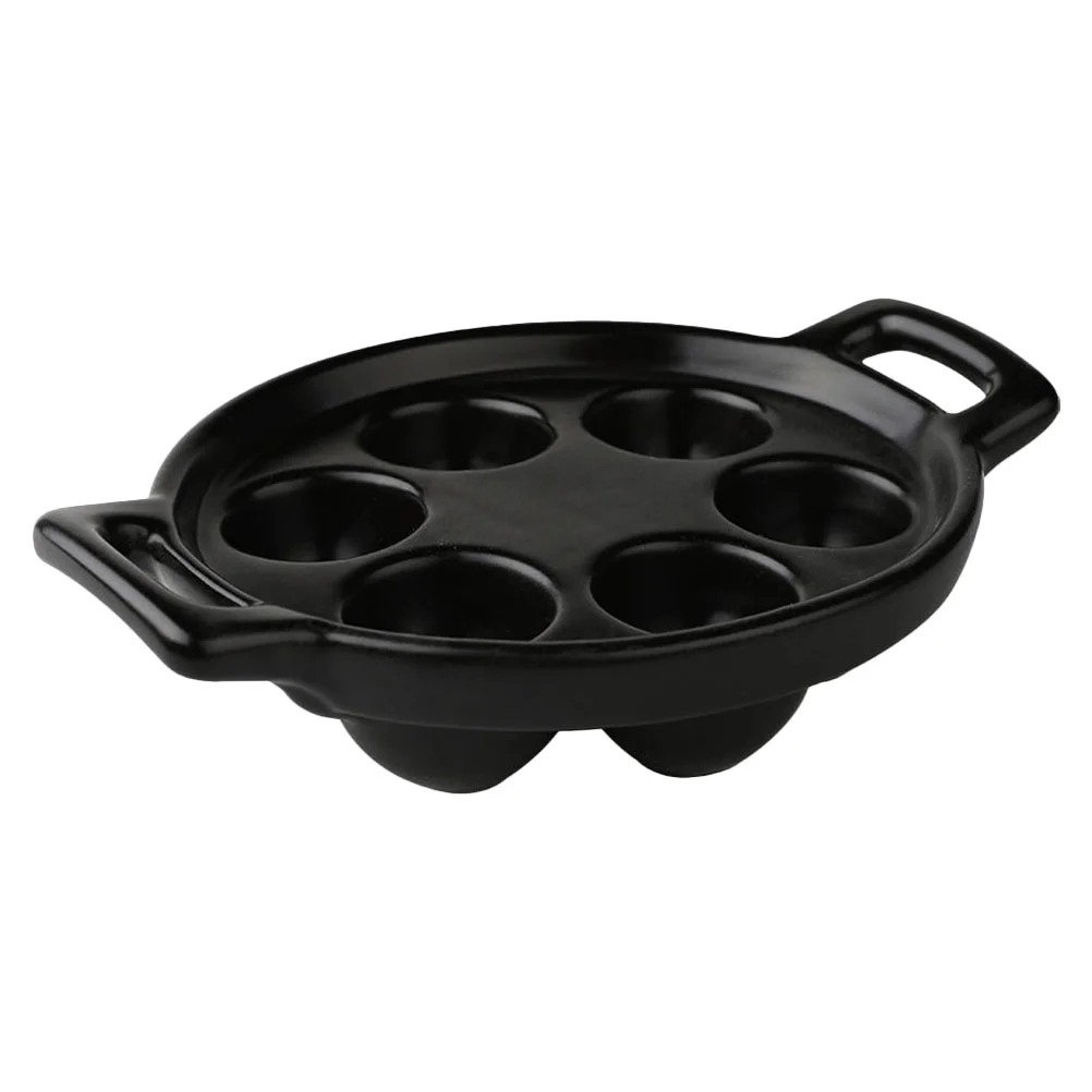 

Grill Accessories Baked Snail Plate Cooking Pan Holes Escargot Dish Conch Black Plates with Handle