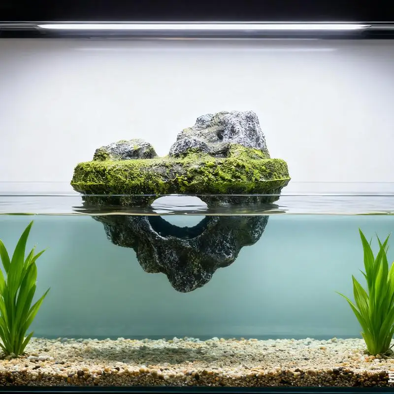 Aquarium-Schwimminsel-Dekoration, Realistische Anglerstatue, Miniatur-Kunstlandschafts-Ornament für Aquaristen – Detail 9