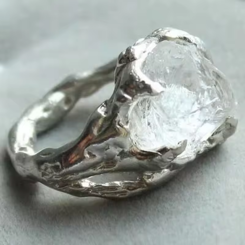 Creative personality imitation irregular crystal ring exaggerated hip-hop wind hand jewelry