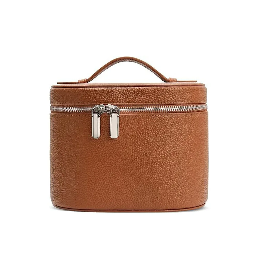 Large Capacity Cosmetic Box PU Leather Waterproof Makeup Bag Zipper Closure Internal Storage Box Makeup Storage Bag Daily Use