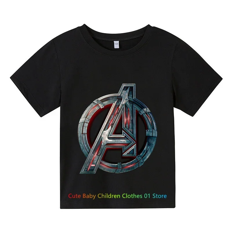 Marvel Avengers Captain America Shield T-shirt Kids Cotton Hipster T-shirt Boys Girls T-shirt Short sleeve clothes Party