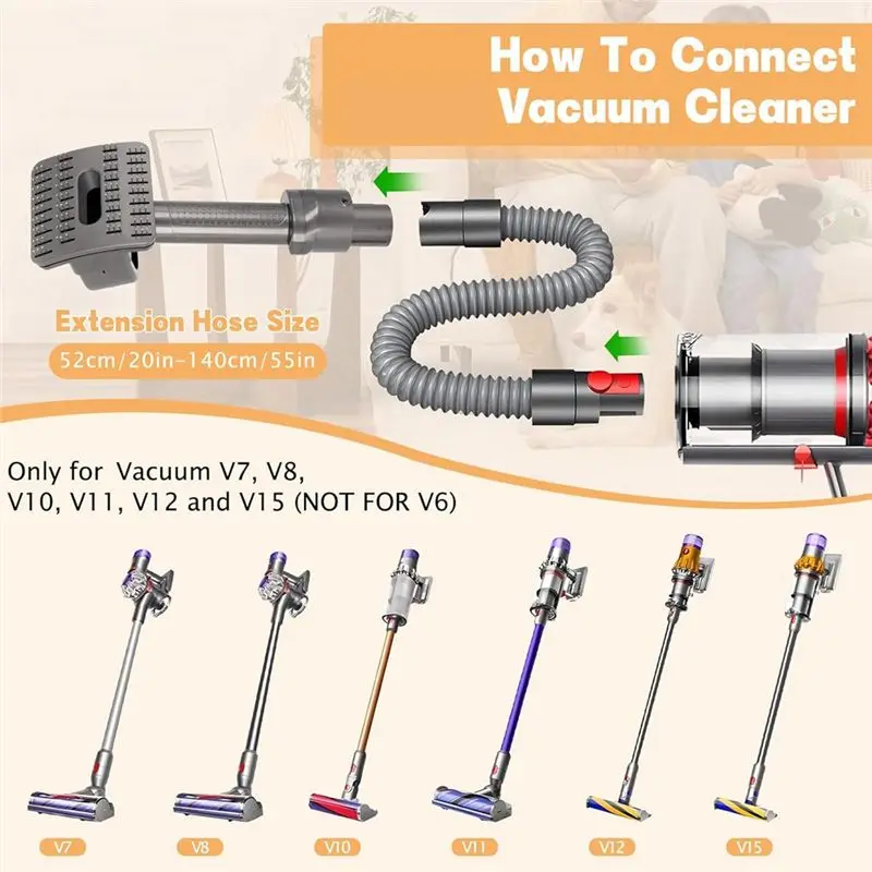 ABJI-Groom Tool For Dyson V7 V8 V10 V11 V15 Vacuum Cleaners Pet Dog Attachment Brush With Trigger Lock & Extended Vacuum Hose