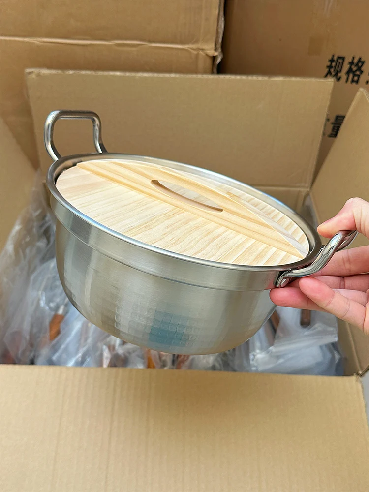 Small cooking pot of Korean style instant noodles, double ear 304 stainless steel pot, special soup pot for cooking