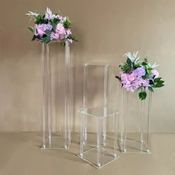 Acrylic Flower Square Stand Birthday Party Wedding Banquet Centerpieces For Tables Decoration Clear Display Stand Dessert Table