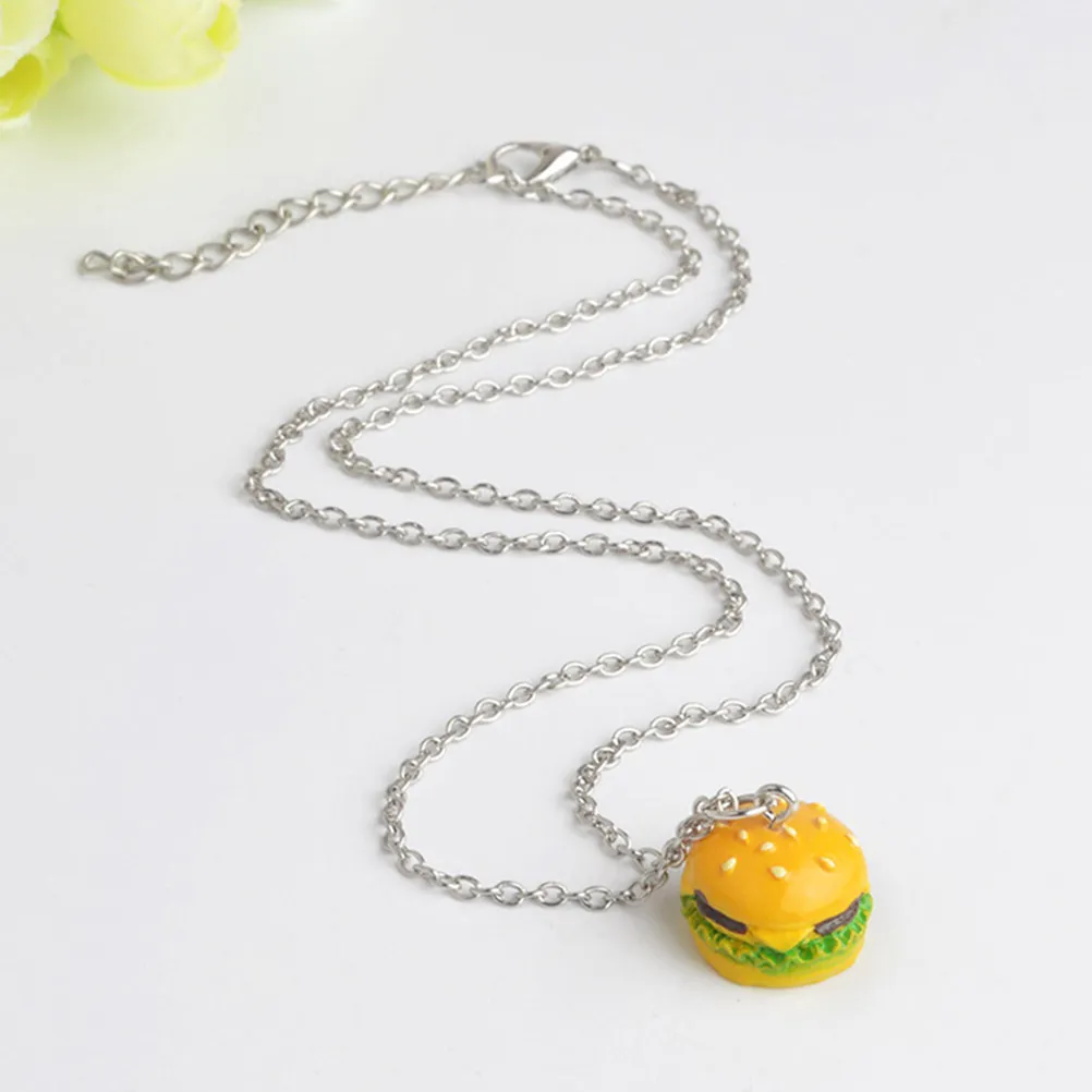 2Pcs Beef Burger Fries Necklace Trendy Personality Pendant for Women Girls Fashion Jewelry Gift Birthday Wedding Anniversary