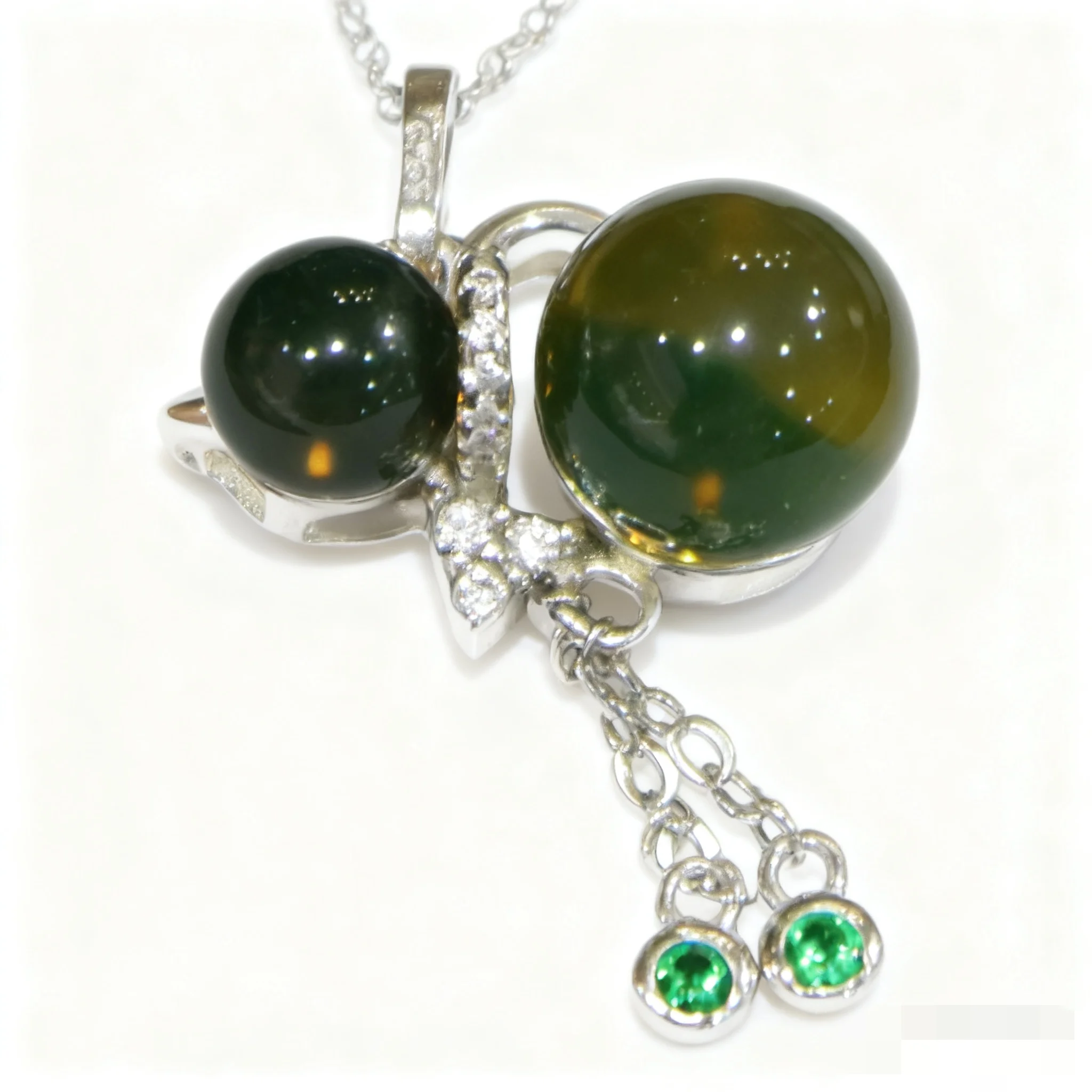 atural Mexican Blue Amber Gourd Pendant Pure Silver Inlaid 6mm 9mm Round Beads