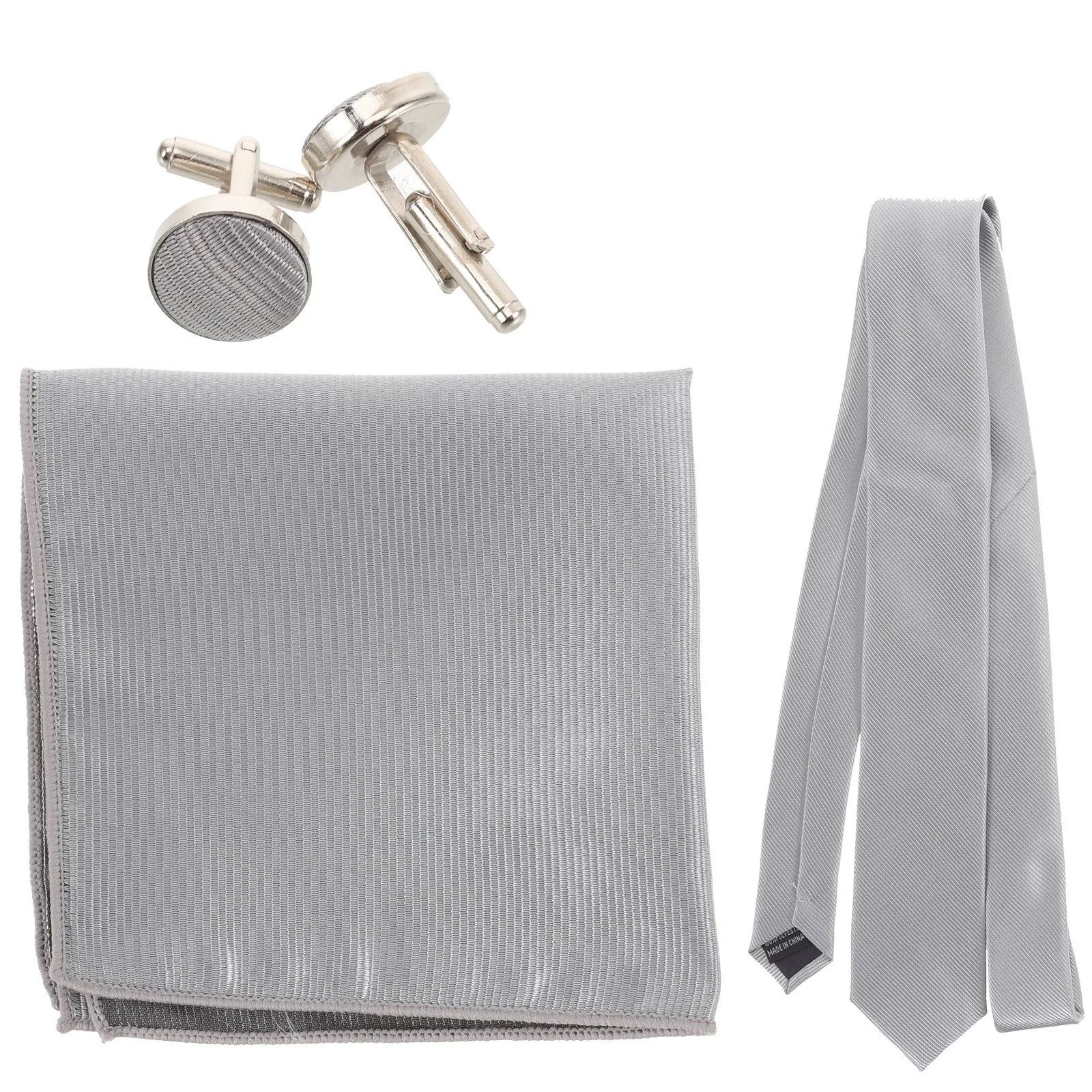 1 set cravatta e gemelli tasca quadrata tinta unita poliestere accessori durevoli per abiti da uomo camicia da smoking borchie moda