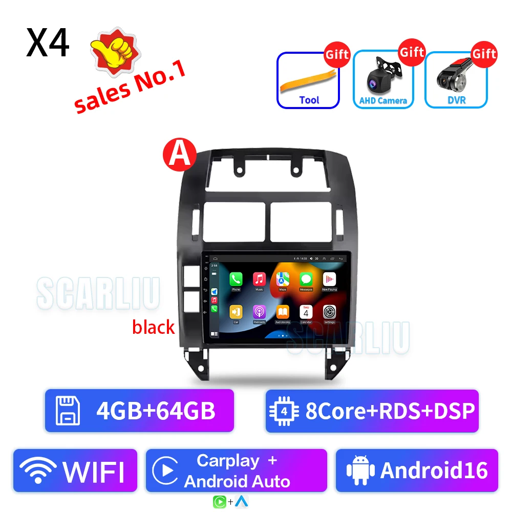 SISCL Voor Volkswagen Polo Mk4 2001-2011 Android Autoradio Multimedia Speler Carplay Auto Stereo GPS Navi 2din DSP Head Unit