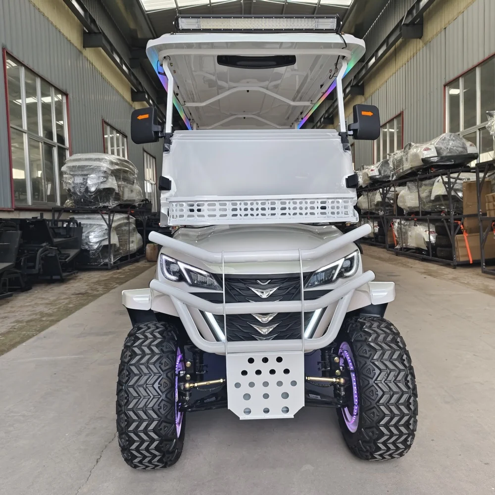 El carrito de golf con batería de litio más nuevo, carrito de golf eléctrico 72v120ah para turismo, club de caza todoterreno, carrito de golf con tracción en las 4 ruedas