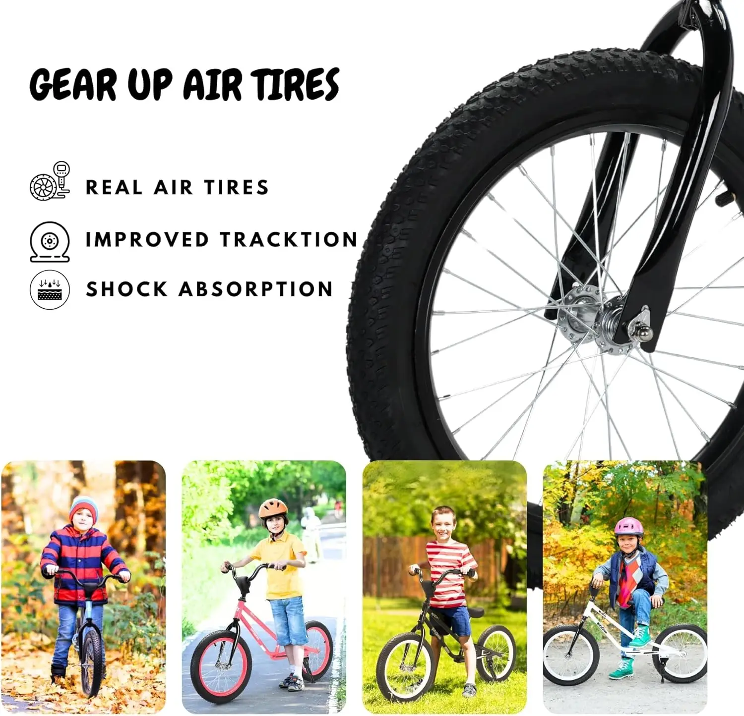 16 Inch Kids Balansfiets Voor 5-8 Jaar Oud, Bmx Kids Bike Zonder Pedalen, Air Rubber Banden, Voetsteunen, Verstelbare Hoogte Voor Grote