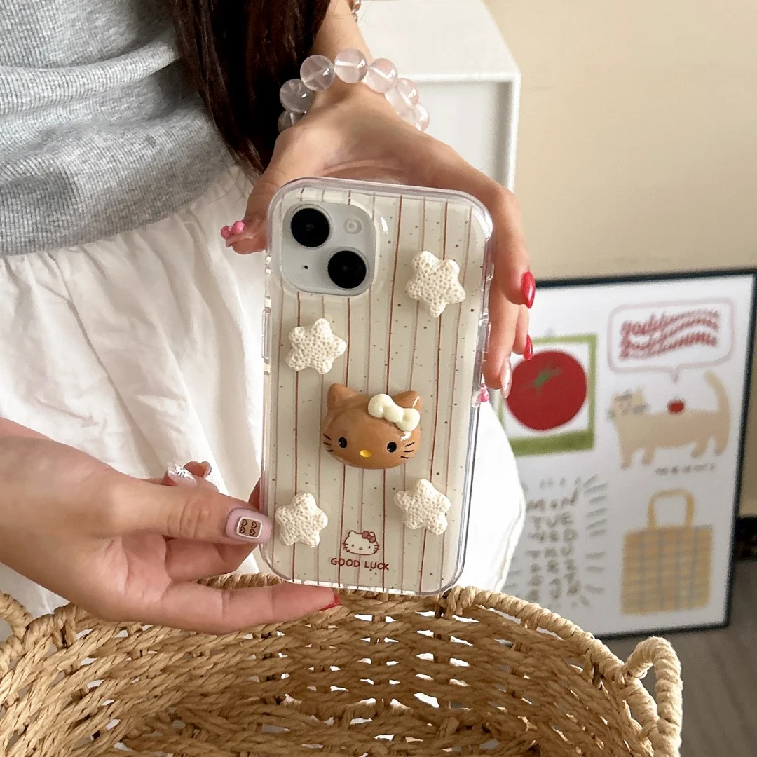 3D stéréoscopique étoiles fleurs rotation support Coque de téléphone pour IPhone 16 15 14 13 Pro Max Simple rayure antichoc étuis Coque