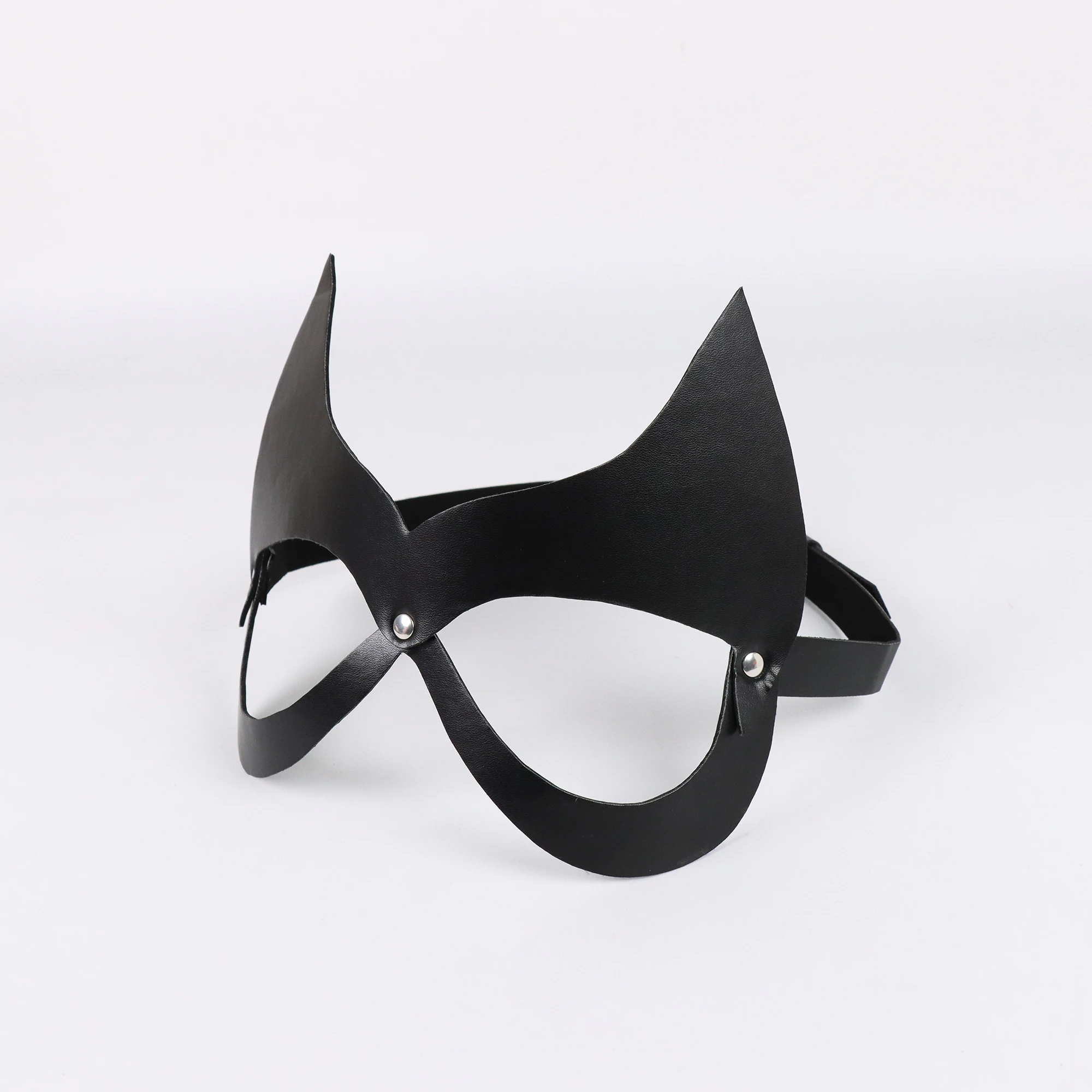 قناع تنكر قوطي من الجلد الأسود، مناسب لأزياء تنكرية، ملحقات لعب الأدوار لقناع العين