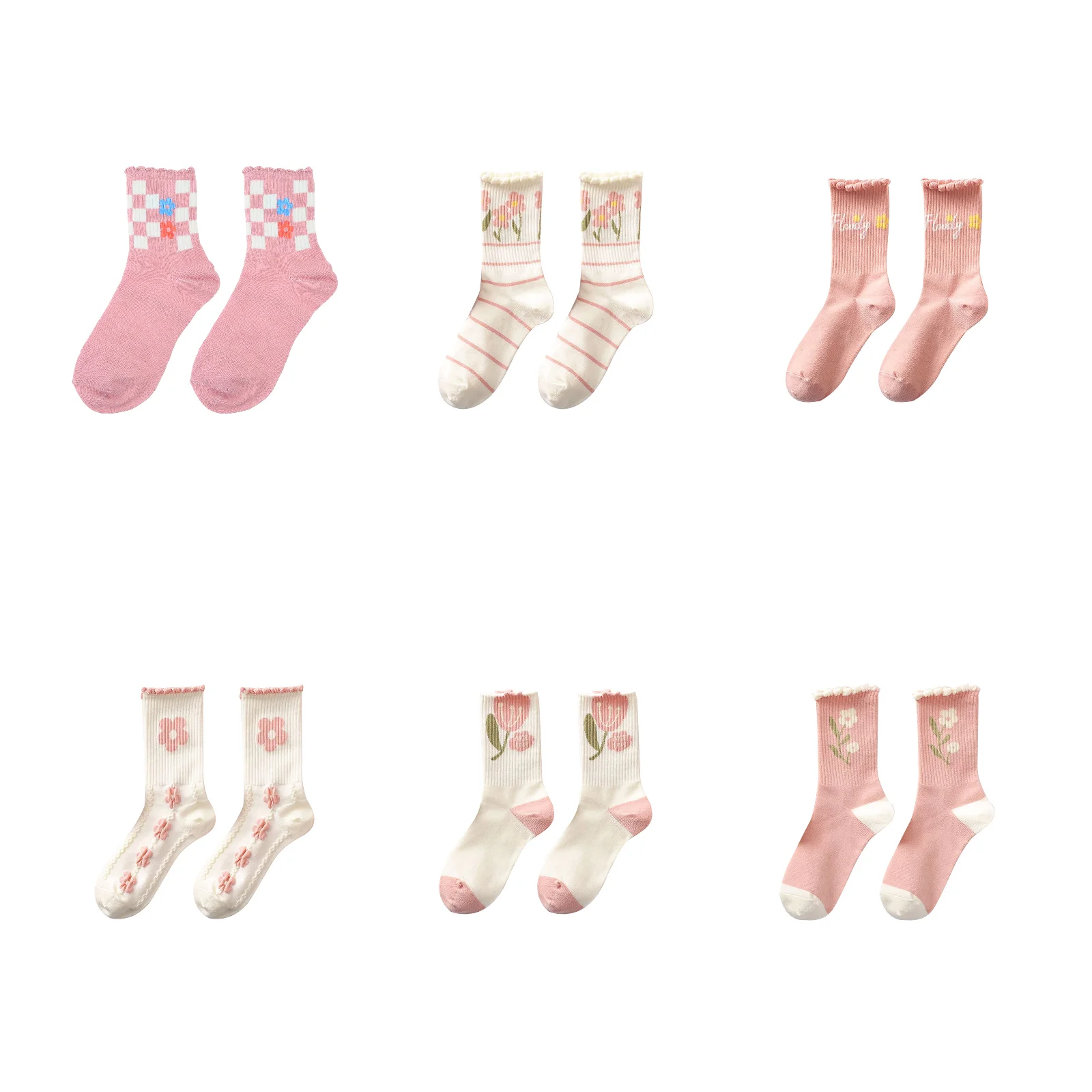 

Pink lace socks combo pack of 6 pairs (including 1 pair each of sizes 1/2/5/6/8/9)