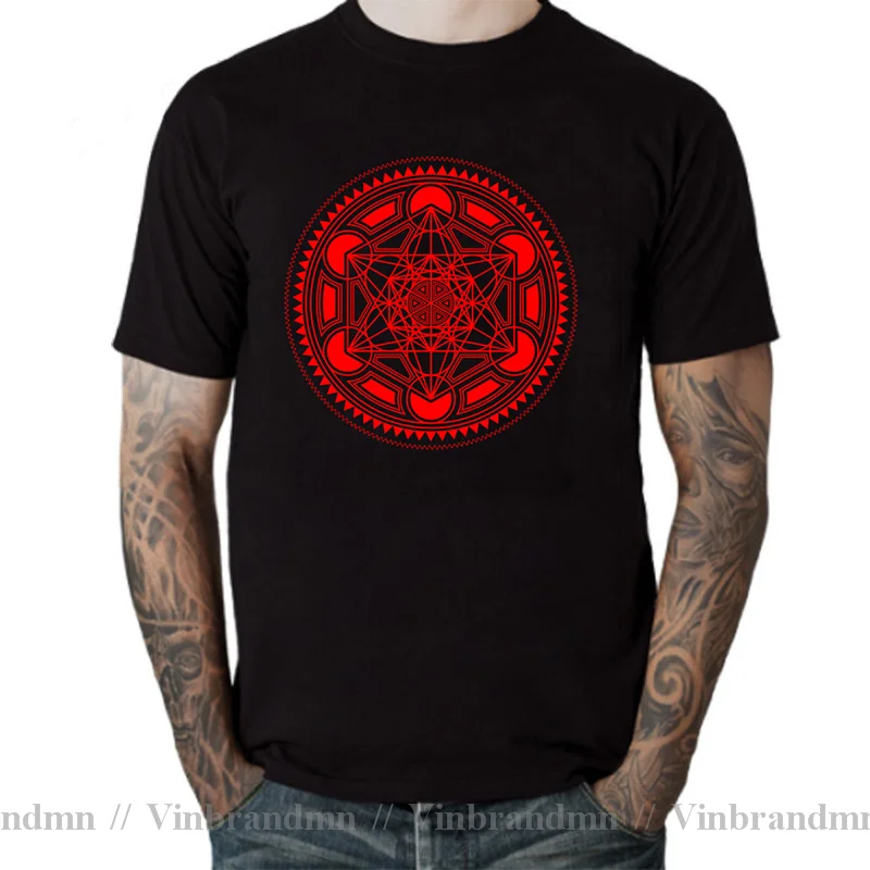 Metatrons Cube Flower Of Life Tops T Shirt Male Men's Cotton Crazy T-Shirt Sacred Geometry Magic Mandala Tee Fitness Tops Tshirt