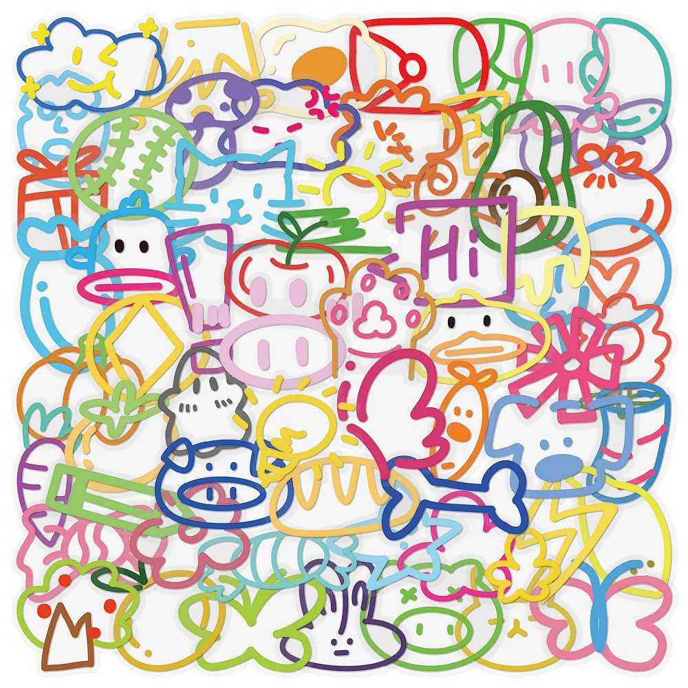 60pcs Dopamine Element Stickers Y2K Cute Aesthetics Transpar