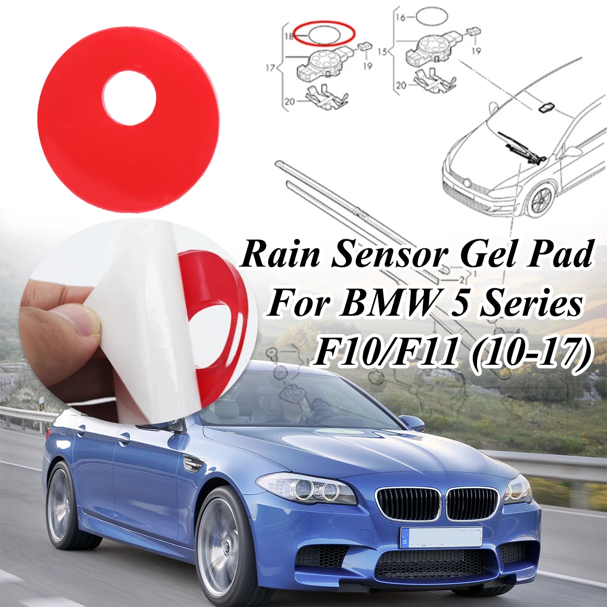 

Rain Light Sensor Gel Silicone Pad For 5 Series F10/F11 Citan W415 Laguna Mégane Scénic Film Silicone Windscreen Chip 2010-2017