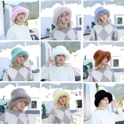 2022 Winter Beanie Hat Scarf Set Thickened Warm Head Hat Winter Super Thick Borderless Fluffy Plush Hat Winter Wholesale