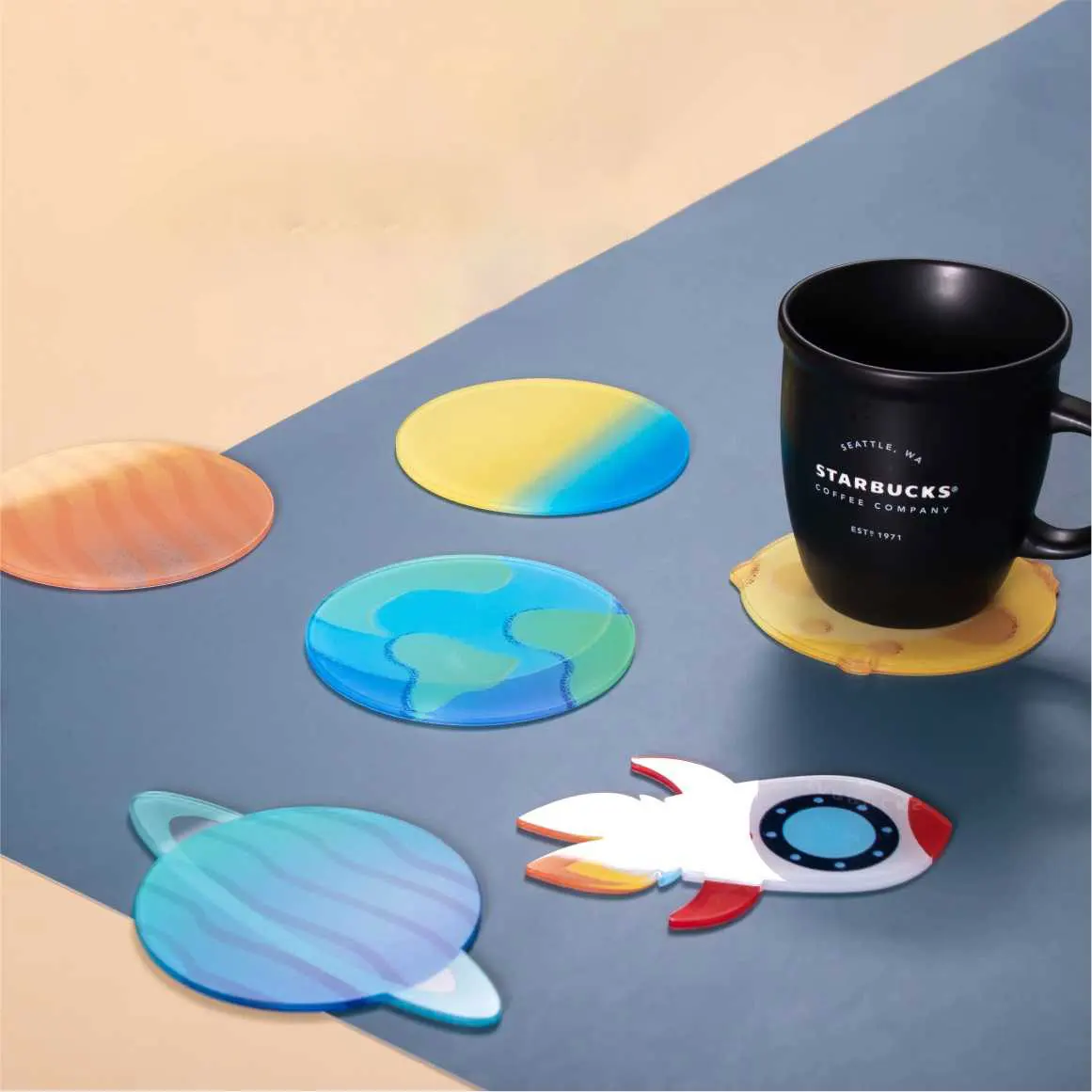 

Planet Coaster Acrylic Heat Insulation and Non Slip Drink Coffee Cup Mat Waterproof Kitchen Items Accessories Drinkware Placemat