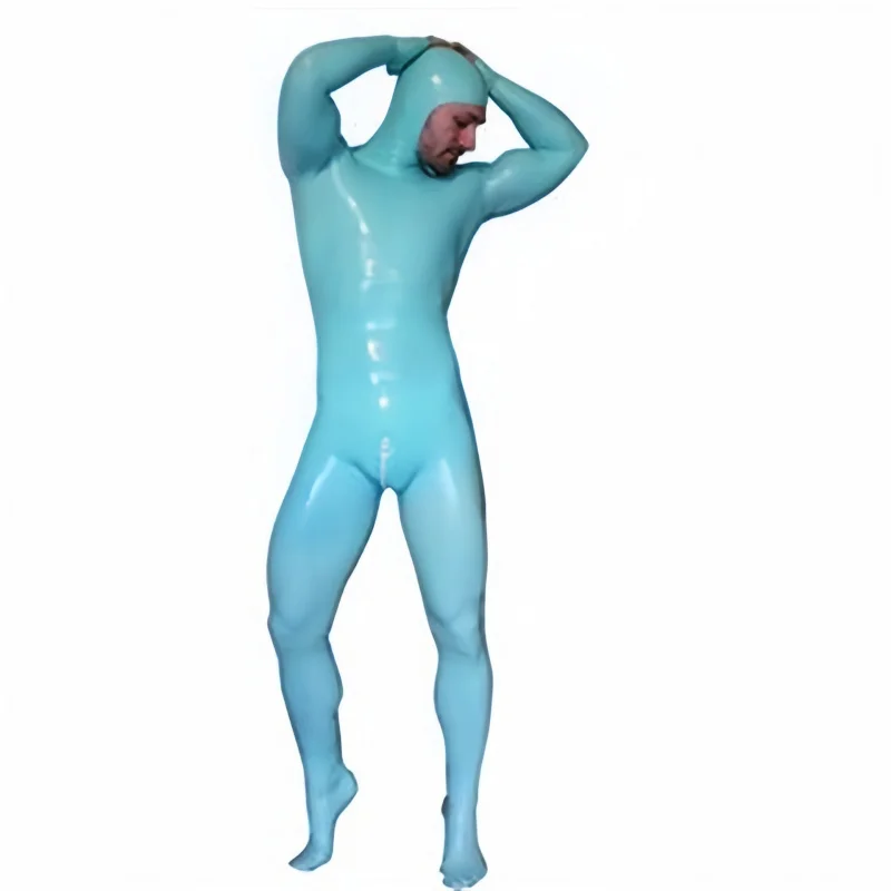 Face Entrance Male Sexy Latex Bodysuit High Elastic Crotch Zipper Latex Catsuit