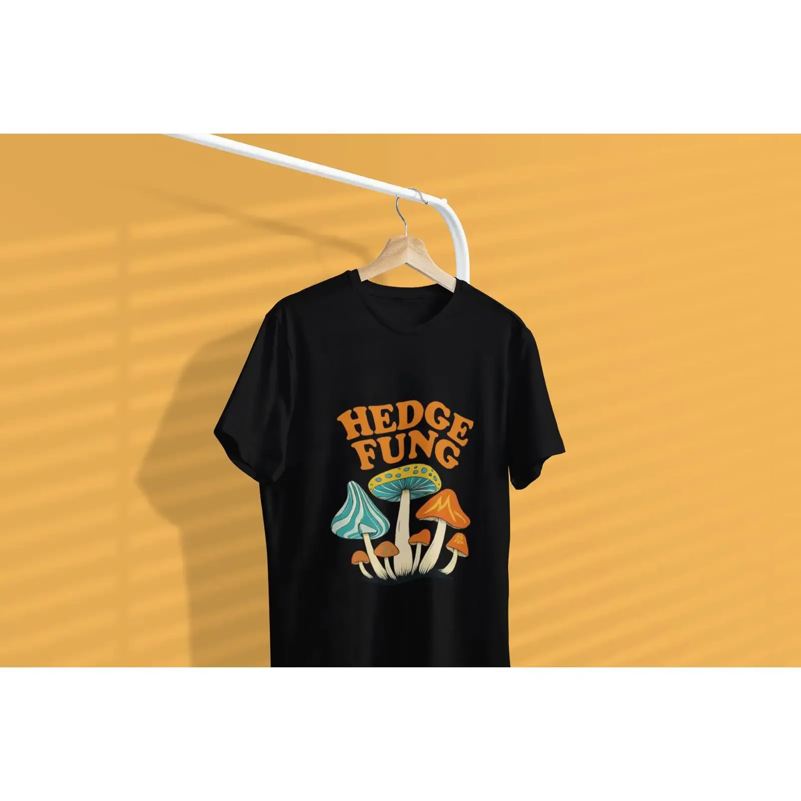 T-shirt Hedge Fung humoristique, parodie de finance et de champignons, style rétro, vintage, délavé, respirant, confortable, avec motif graphique