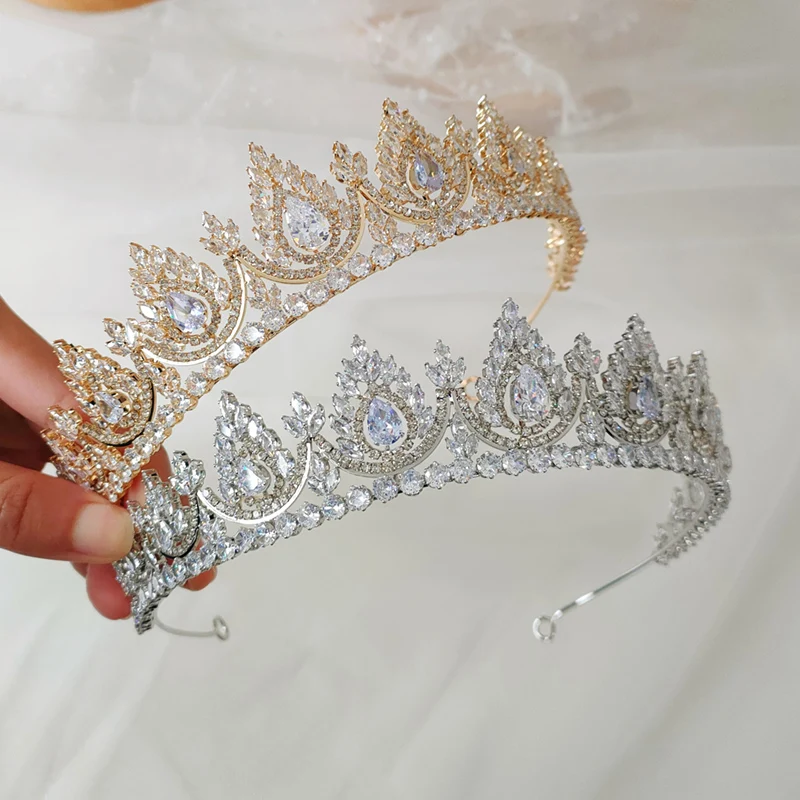 Classic Beauty Queen Princess Tiara Zircon Rhinestone Crown for Wedding Bride Women