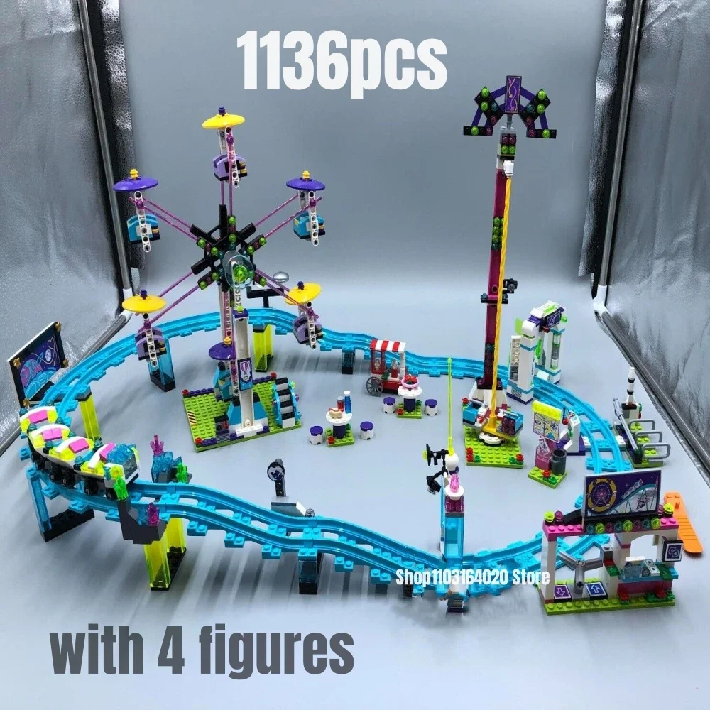 1136pcs Amusement Park Roller Coaster Building Blocks Model Fit 41130 Toys for Children Christmas Gift