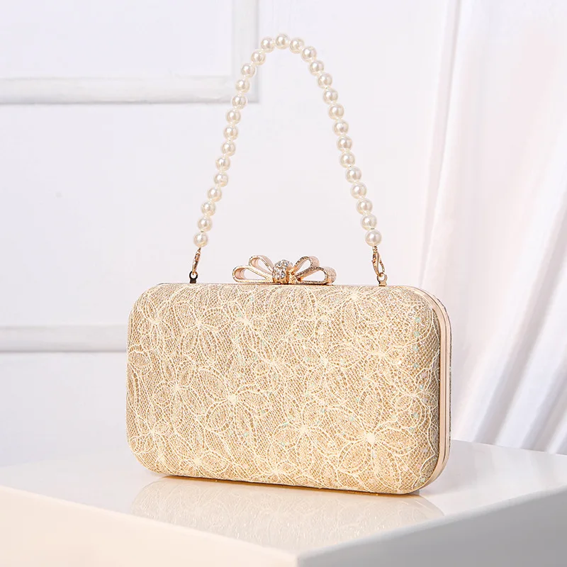 Luxury Handmade Wedding Evening Bag Chain Shoulder Bag Full Beaded Clutch Bag Ladies Artificial Pearls Handbag for Wedding Party