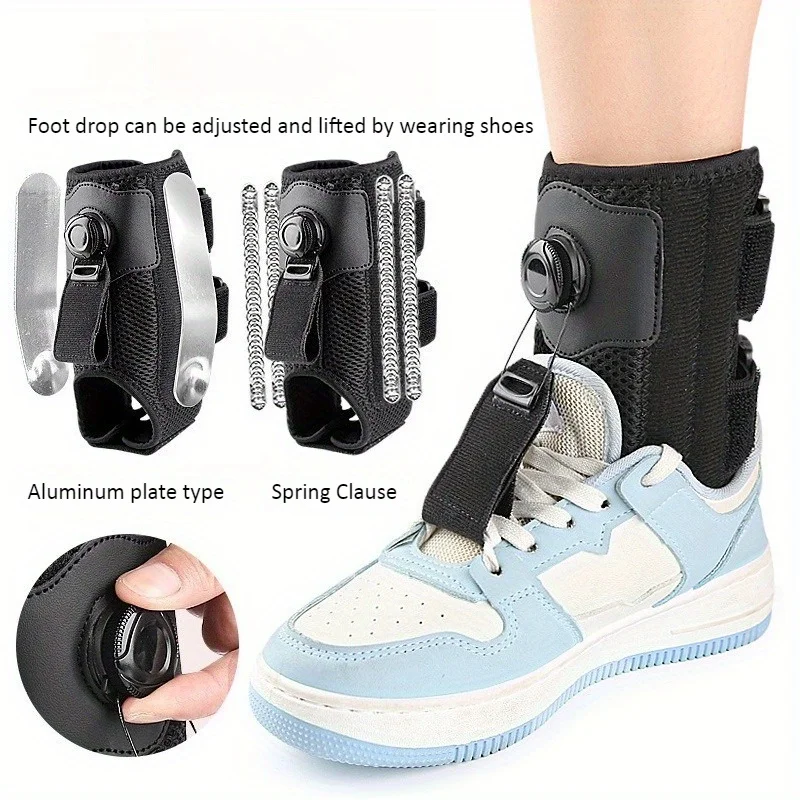 1Pcs Ergonomic Foot Drop Brace with Aluminum Support Plate and Quick Adjust System Fabric Texture for Mobility Assistance