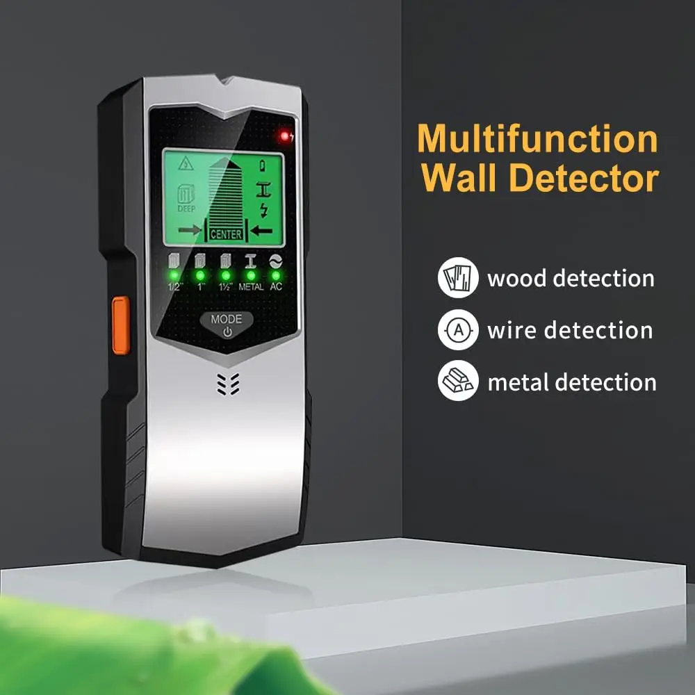 Stud Finder Wall Scanner, 5 in 1 Stud Detector, HD LCD Display, Center and Edge Detection, Wood Metal AC Wire Detection