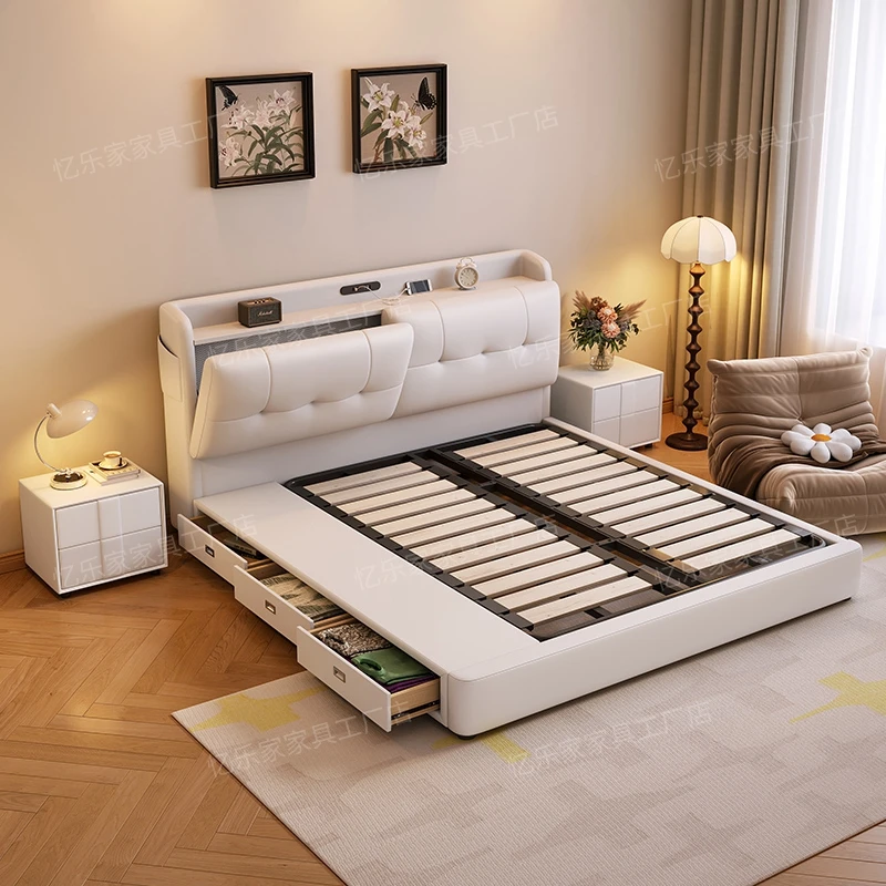

Fashionable Cheap Beds Minimalist Designer Design Wedding Cream Comfortable Bed White European Cama De Casal Bedroom Furniture