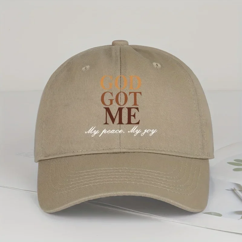 Cool Hippie Curved Brim Baseball Cap, God Got Me Print Premium Trucker Hat, Snapback Hat For Casual Leisure Outdoor Sports