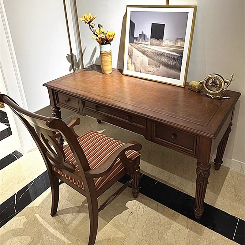 

American neoclassical solid wood desk French new Victorian home desk study simple light luxury writing desk