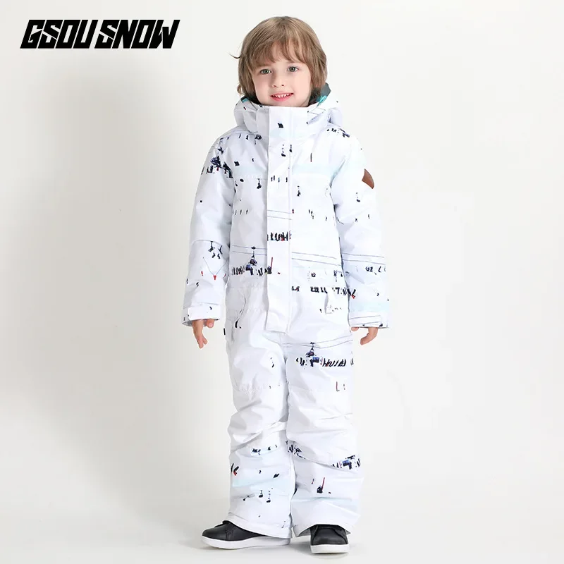 GsouSnow Baby skiing suit thick warm windproof waterproof single board and double board breathable children's ski suit set