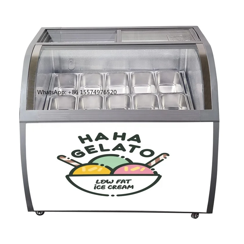 2026 Hot SellingMost Popular 10-Pan/6-Bucket Direct Cooling Automatic Defrosting Ice Cream Display Freezer for Gelato