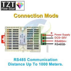 TZT XY-MD02 Temperature and Humidity Transmitter Detection Sensor Module Modbus SHT20 Temperature Sensor RS485 Signal Analog