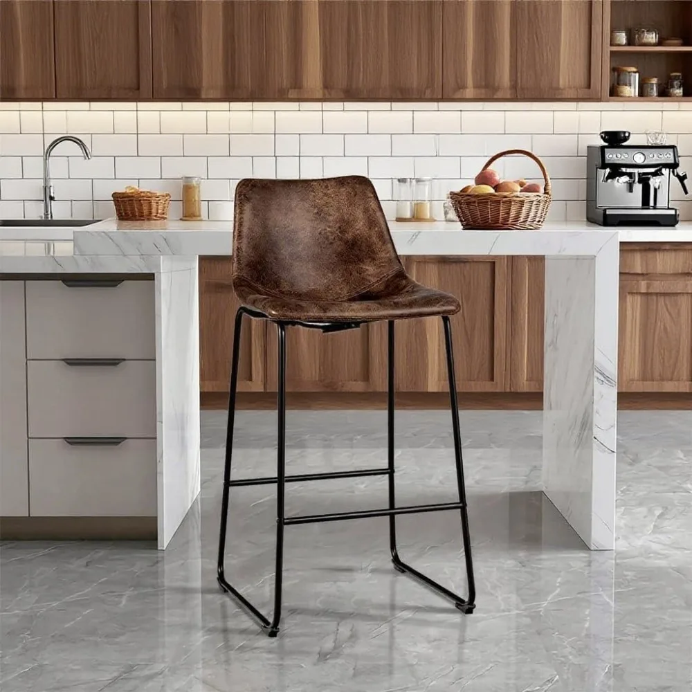 30インチのハイバックレザーバースツール2脚セット、キッチンアイランド、パブチェア用